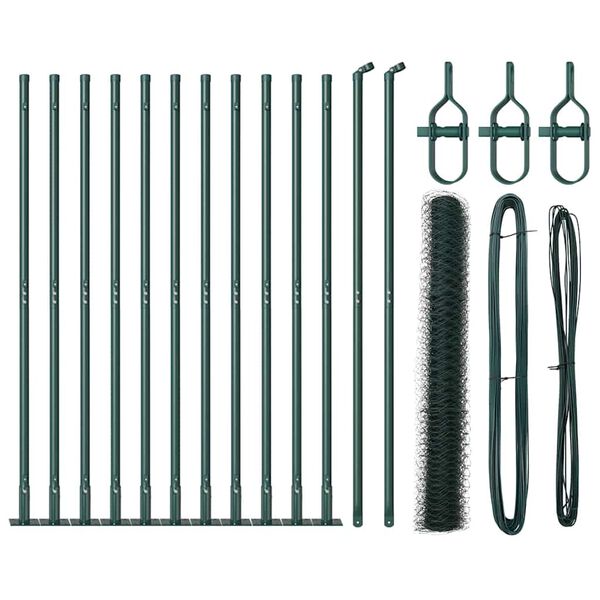 vidaXL Gir&eth;ingarp&oacute;stur Gr&aelig;nn 25 x 0,8 m (36 mm net) St&aacute;l og PVC