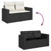 vidaXL 9 stykki garðsófasett með púðum Black Poly Rattan Acacia
