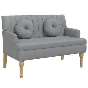 vidaXL Bekkur me&eth; Sessum Lj&oacute;sgr&aacute;r 113x64,5x75,5 cm Efni