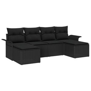 vidaXL Gar&eth;s&oacute;fa sett me&eth; p&uacute;&eth;i 6 pcs Svartur p&oacute;l&yacute;rattan