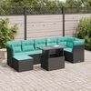 vidaXL 8 stykki gar&eth;s&oacute;fasett me&eth; p&uacute;&eth;um Black Poly Rattan Acacia