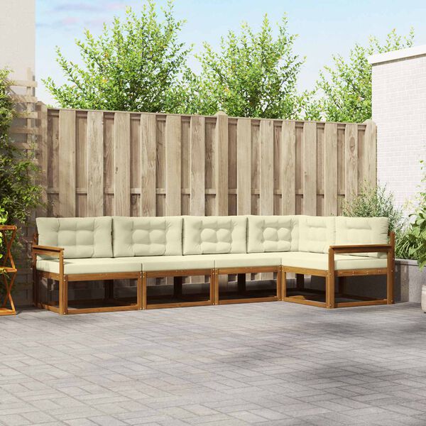 vidaXL &Uacute;ti s&oacute;fasett me&eth; p&uacute;&eth;i 5 pcs N&aacute;tt&uacute;rulegt og Krem