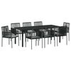 vidaXL Gar&eth;ur bor&eth;sett 9 pcs Svartur PE rattan