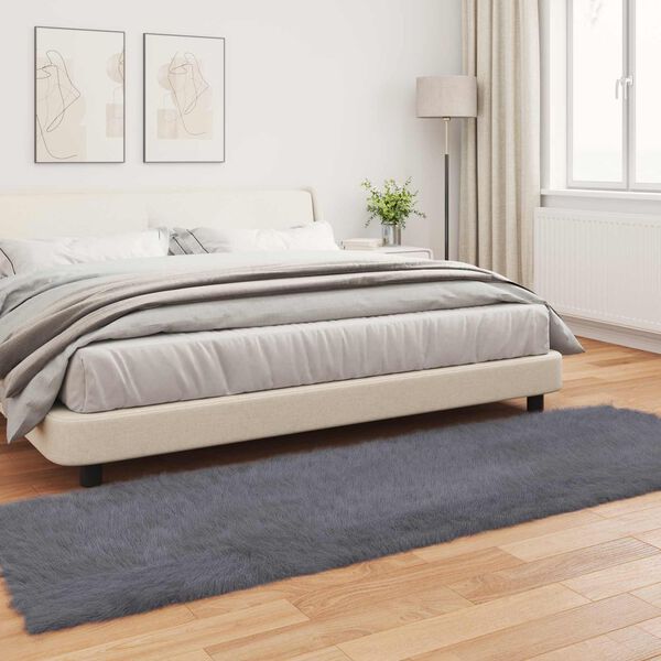 vidaXL Gervih&uacute;&eth;uteppi Tafalla Antras&iacute;t 80 x 250 cm P&oacute;l&yacute;ester