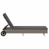 vidaXL Sólbekkur með Hjólum og Sessum Grár Pólýrattan