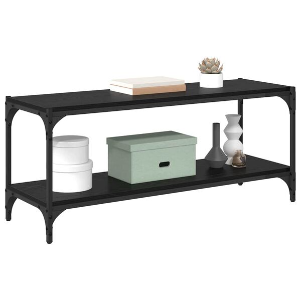 vidaXL Sj&oacute;nvarpssk&aacute;pur Svartur Eik 100x33x41cm Virka&eth; tr&eacute; og j&aacute;rn