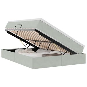 vidaXL R&uacute;m me&eth; geymslur&yacute;mi og d&yacute;nu Lj&oacute;sgr&aacute;r 140 x 200 cm Flauel