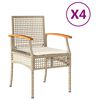 vidaXL Gar&eth;st&oacute;lar me&eth; Sessum 4stk. Drapplita&eth;ir P&oacute;l&yacute;rattan Akas&iacute;uvi&eth;ur