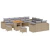 vidaXL Gar&eth;s&oacute;fa sett me&eth; p&uacute;&eth;i 13 pcs Beige og lj&oacute;sgr&aacute;r p&oacute;l&yacute;rattan