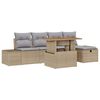vidaXL Gar&eth;s&oacute;fa sett me&eth; p&uacute;&eth;i 6 pcs Drapplita&eth;ur p&oacute;l&yacute;rattan