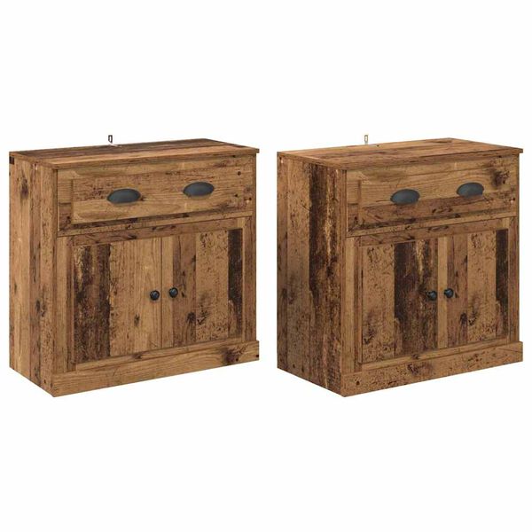 vidaXL Hli&eth;arbor&eth; me&eth; sk&uacute;ffu 2 pcs Gamall vi&eth;ur 70 x 35,5 x 67,5 cm