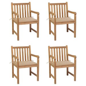 vidaXL Gar&eth;st&oacute;lar 4 stk. me&eth; Drappa&eth;ur Sessum Gegnheill Tekkvi&eth;ur