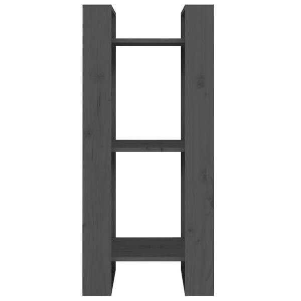 vidaXL Bókaskápur/Skilrúm Grátt 41x35x91 cm Gegnheil Fura