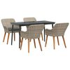 vidaXL Gar&eth;ur bor&eth;sett me&eth; p&uacute;&eth;i 5 pcs Lj&oacute;sgr&aacute;r p&oacute;l&yacute;rattan