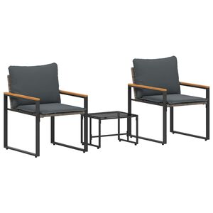 vidaXL H&uacute;sgagnasett me&eth; p&uacute;&eth;i 3 pcs Gr&aacute;r og d&ouml;kkgr&aacute;r Rattan