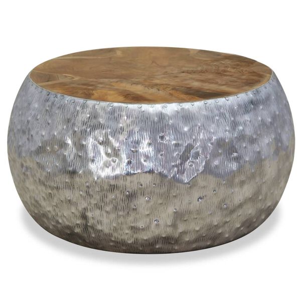 vidaXL Sófaborð Ál Tekkviður 60x60x60 cm