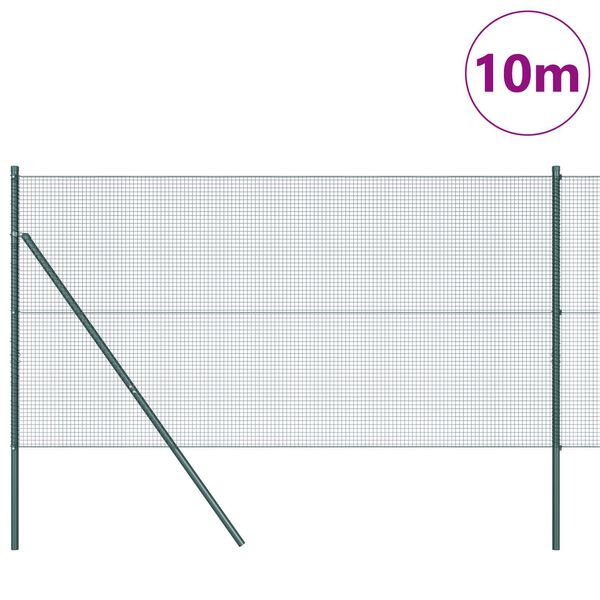vidaXL Gir&eth;ingarp&oacute;stur Gr&aelig;nn 10 x 1,2 m (16 x 16 mm net) St&aacute;l og PVC