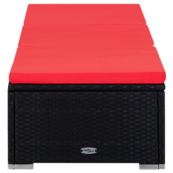 vidaXL 3 Hluta Garðsólbekkjasett með Borði Pólýrattan Svart