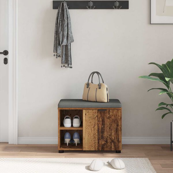 vidaXL Hallarbekk Gamalt timbur 60 x 38 x 46 cm Virkur tr&eacute; og d&uacute;kur