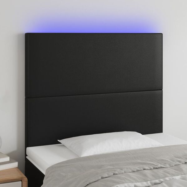 vidaXL LED h&ouml;fu&eth;gafl Svart 100x5x118/128 cm Le&eth;url&iacute;ki