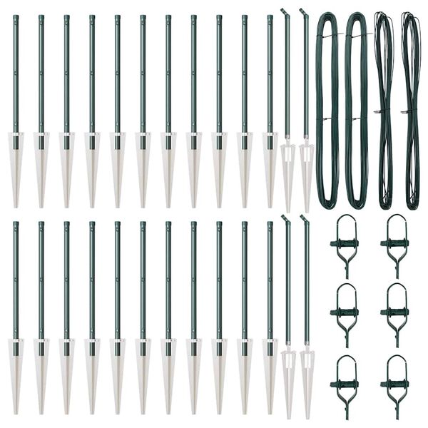 vidaXL Girðingarpóstur Annað 26 pcs Grár 3,2 x 3,2 x 100 cm Stál