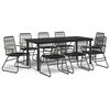 vidaXL 9 Parta Gar&eth;bor&eth;stofusett Svart PVC Rattan