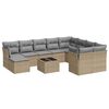 vidaXL 11 Hluta Gar&eth;s&oacute;fasett me&eth; Sessum Drapplita&eth; P&oacute;l&yacute;rattan