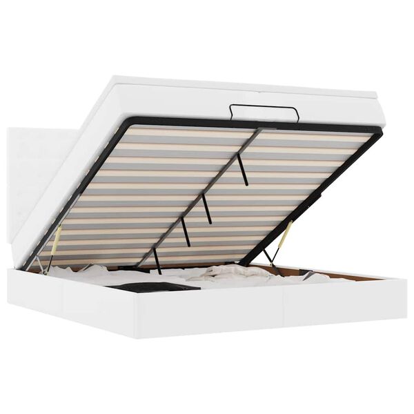 vidaXL Ottoman r&uacute;mgrind me&eth; d&yacute;num Hv&iacute;tt 200x200 cm gervi le&eth;ur