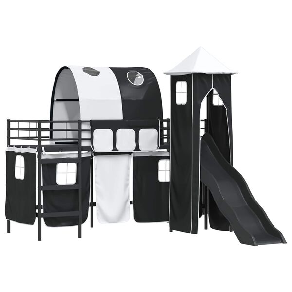 vidaXL Leiksk&aacute;la r&uacute;m fl&ouml;gu Svartur 100 x 190 cm M&aacute;lmur