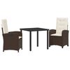 vidaXL Gar&eth;ur bor&eth;sett me&eth; p&uacute;&eth;i 3 pcs Br&uacute;nn p&oacute;l&yacute;rattan