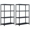 vidaXL Geymsluhillur 2 stk Svartur 220 kg 90x40x138 cm Plast