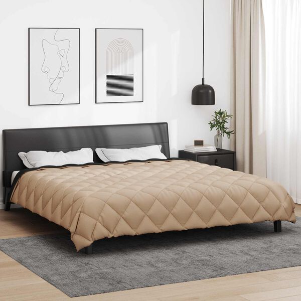 vidaXL Vetrar s&aelig;ng Svartur og Taupe 220 x 260 cm M&iacute;kr&oacute;f&iacute;ber