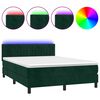 vidaXL H&oacute;lfa&eth; Springr&uacute;m me&eth; D&yacute;nu&LED D&ouml;kkgr&aelig;nt 140x190 cm Flauel