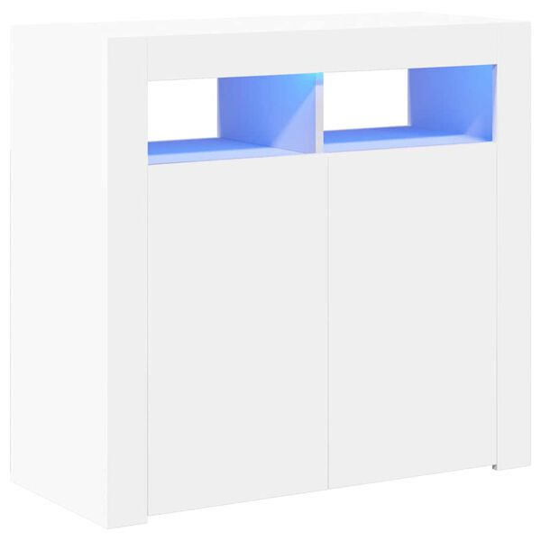 vidaXL Skenkur me&eth; LED Lj&oacute;sum Hv&iacute;tur 80x35x75 cm