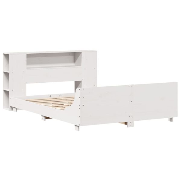 vidaXL R&uacute;mgrind &aacute;n D&yacute;nu Hv&iacute;t 140x190 cm Gegnheil Fura