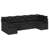 vidaXL Gar&eth;s&oacute;fa sett me&eth; p&uacute;&eth;i me&eth; geymslu 7 pcs Svartur p&oacute;l&yacute;rattan