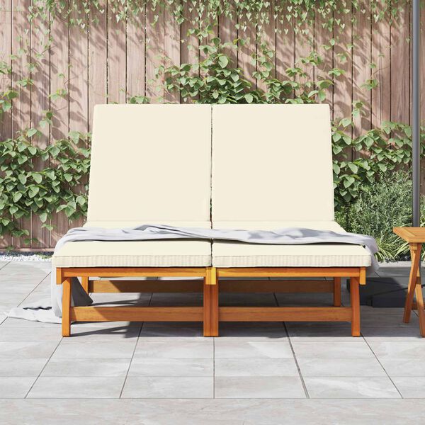 vidaXL Sólstól með púði Brúnn 125 x 200 x 84cm Gegnheill akasíuviður