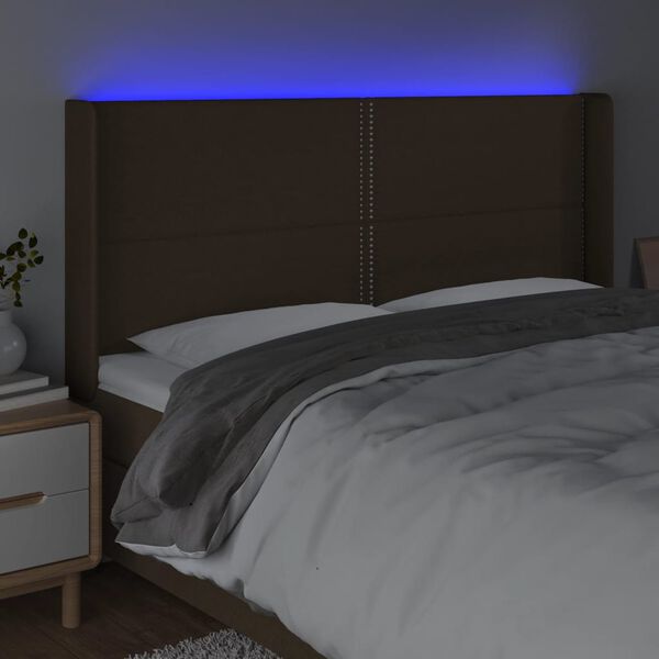 vidaXL LED H&ouml;f&eth;agafl 183x16x118/128 cm D&ouml;kkbr&uacute;nt Efni