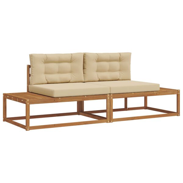 vidaXL &Uacute;ti s&oacute;fasett me&eth; p&uacute;&eth;i 2 Stykki N&aacute;tt&uacute;rulegt og B&eacute;ig