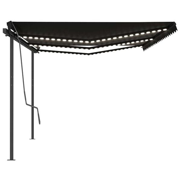 vidaXL Sj&aacute;lfvirkt Syggni me&eth; LED&Vindskynjara 6x3 m Reykgr&aacute;tt