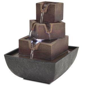 vidaXL Innigosbrunnur með LED Ljósum Pólýresín