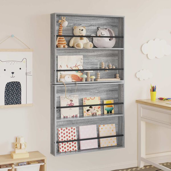 vidaXL T&iacute;marit Hillur me&eth; hillu 2 pcs Gr&aacute;r Sonoma 80 x 12 x 70 cm