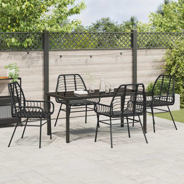 vidaXL Garður borðsett 5 pcs Svartur pólýrattan