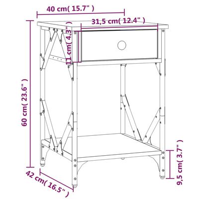 vidaXL Náttborð Sonoma Eik 40x42x60 cm Samsettur viður