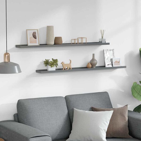 vidaXL Vegghillur 2 stk. Gr&aacute;r 100x9x3 cm