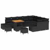 vidaXL Gar&eth;s&oacute;fa sett me&eth; p&uacute;&eth;i 12 pcs Svartur p&oacute;l&yacute;rattan