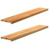 vidaXL gluggasyllur 2 stk lj&oacute;sbr&uacute;nt 140x30x2 cm gegnheil vi&eth;ar eik
