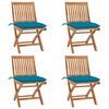 vidaXL Samfellanlegir gar&eth;st&oacute;lar me&eth; sessum 4 stk. gegnheill tekkvi&eth;ur