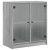 vidaXL Hli&eth;arsk&aacute;pur me&eth; Glerhur&eth;um Gr&aacute; Sonoma Eik 68x37x75,5 cm