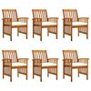vidaXL gar&eth;bor&eth;stofust&oacute;lar 6 stk me&eth; p&uacute;&eth;um Solid Wood Acacia